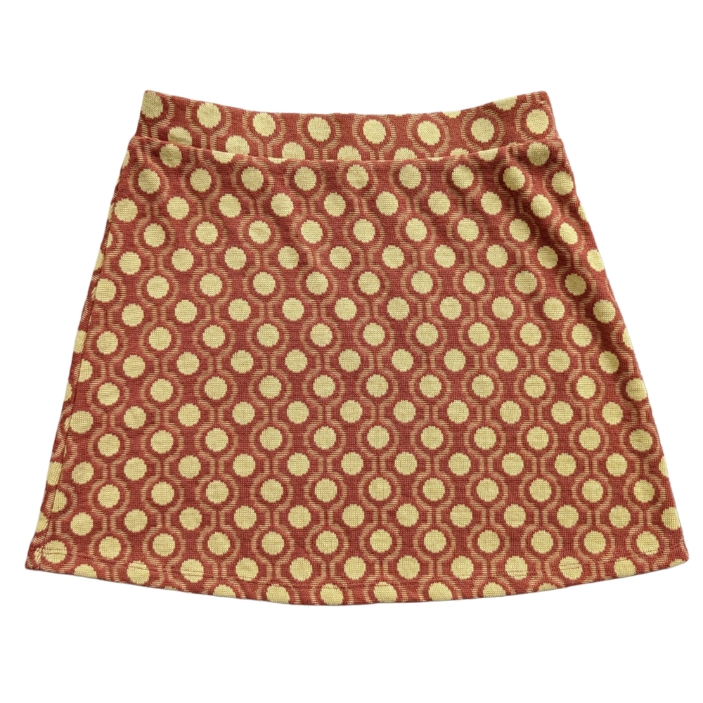 Zara Burnt Orange Yellow Polka Dot A-Line Mini Skirt Size Small